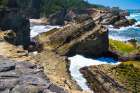 Cape Arago State Park, Coos County, Oregon, USA. Pacific Ocean meets rocks on the rugged coastline. Art Print